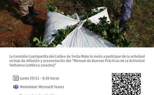 Imagen de Jornada virtual sobre “Manual de Buenas Prácticas de la Actividad Yerbatera Imagen de Jornada virtual sobre “Manual de Buenas Prácticas de la Actividad Yerbatera
