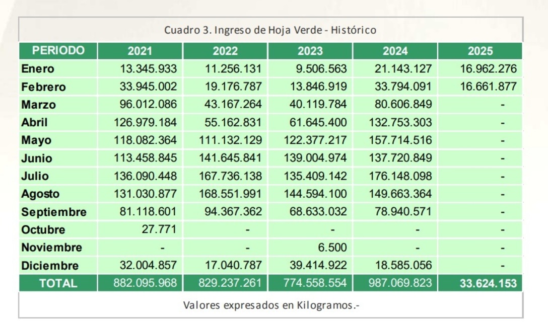 Ingreso de hoja verde febrero 2025