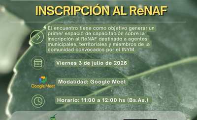 Imagen de El viernes 3 de julio, capacitaci&oacute;n on line sobre inscripci&oacute;n y tr&aacute;mites en el Registro Nacional de la Agricultura Familiar (ReNAF)